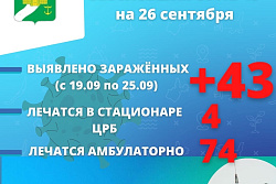 За неделю в Усть-Кутском районе выявлено 43 новых случаев коронавируса